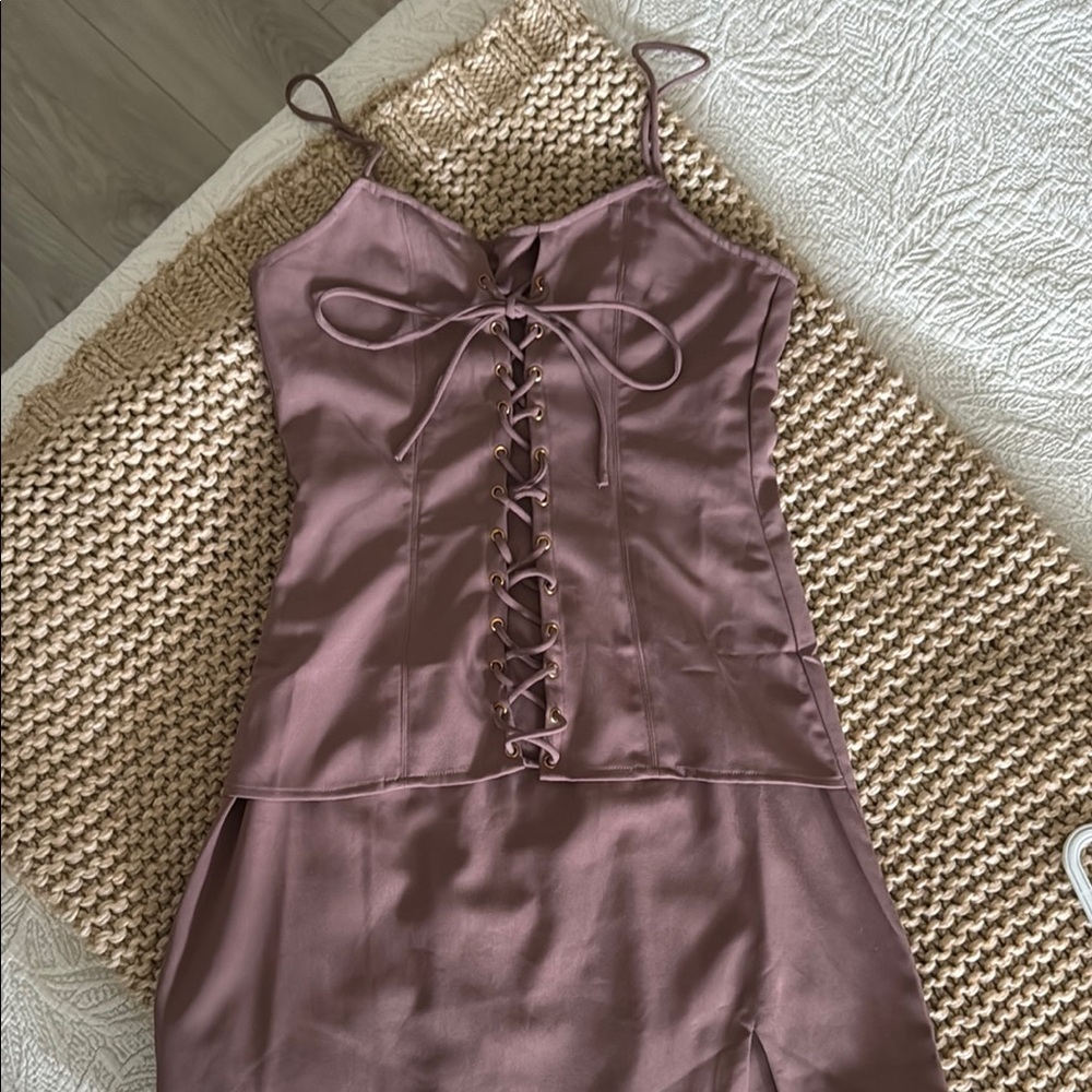 Sabo Skirt Brown Ruched Bustier Mini Dress